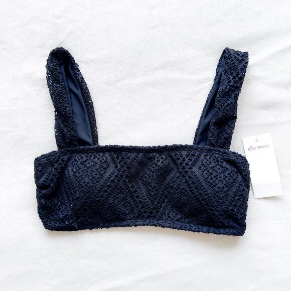 Ella Moss Black Bandeau Lace Crochet Bikini Top - Picture 2 of 4